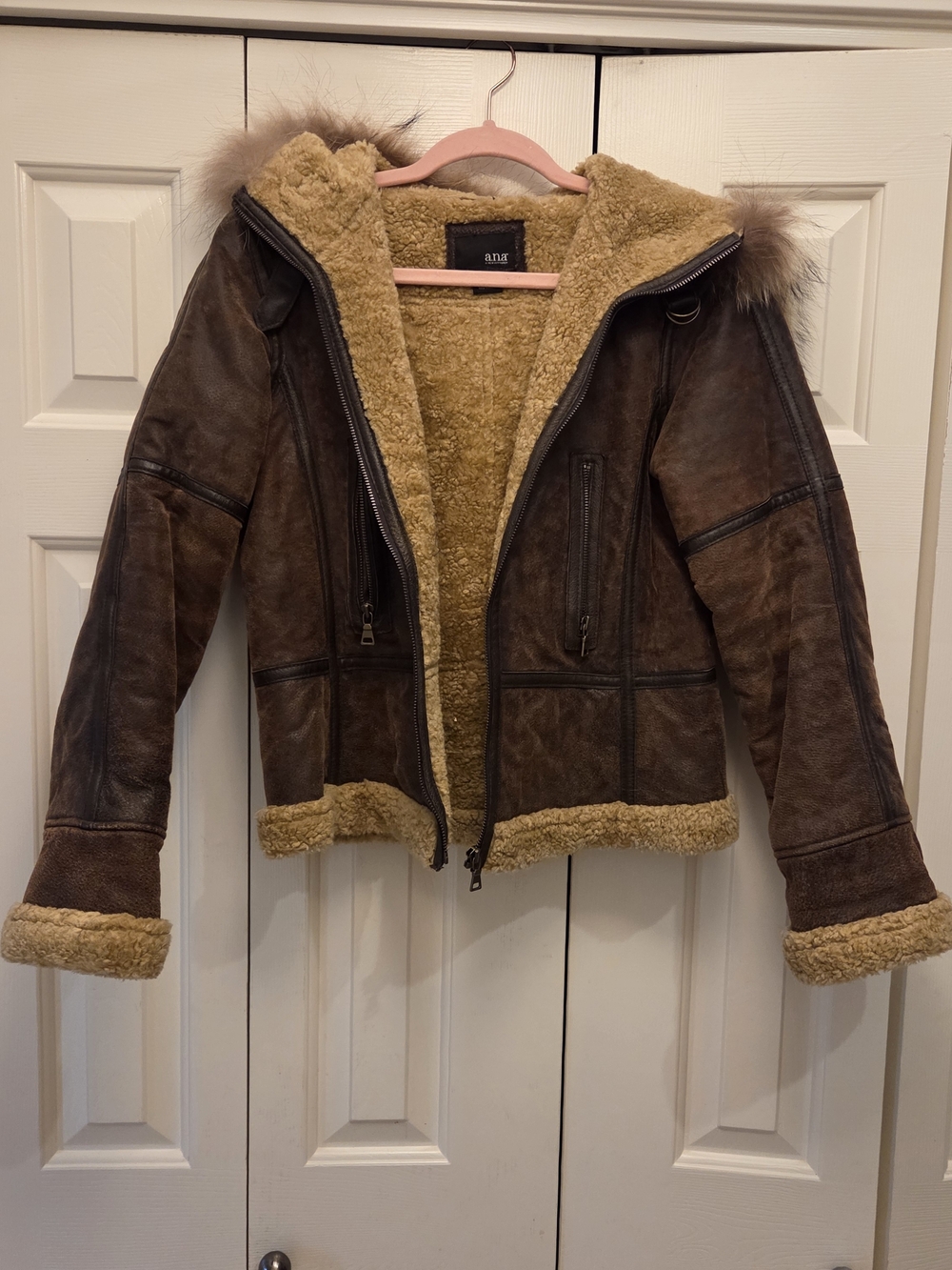 Genuine Leather Jacket With Raccoon Fur Hood